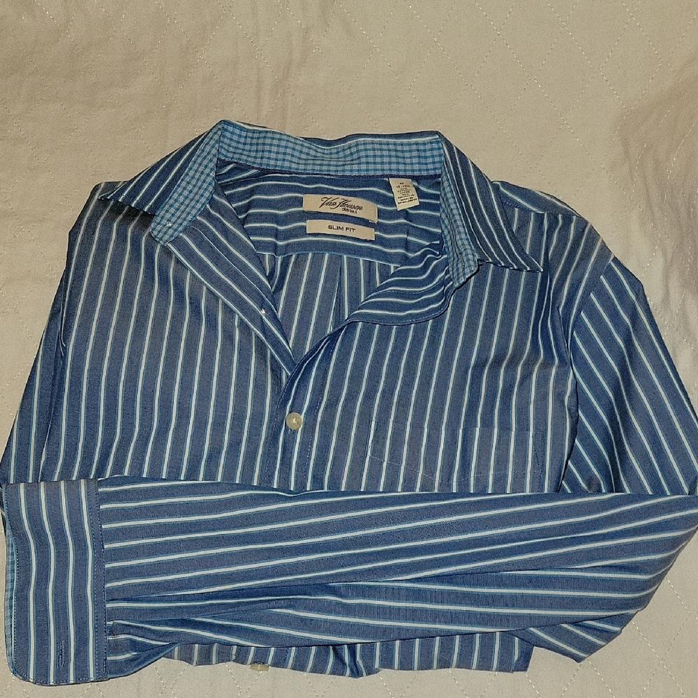 Van Huesen Casual Blue and White Striped Shirt.  VAN HUESEN SHIRT